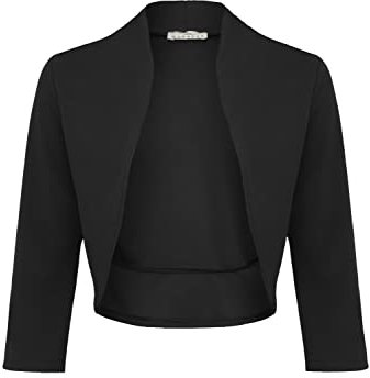 DANAEST Damen Bolero Festlich Strickjacke Elegant Schulterjacke 3/4 Ärmel Kurz Top (708), Grösse:XXL, Farbe:Schwarz
