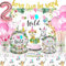 HIPEEWO Two Wild Birthday Decorations Dinnerware For Girl, Jungle Safari Theme 2nd Birthday Party Supplies Include Plate, Cup, Napkin, Backdrop, Banner, Tablecloth, Balloon, Cutlery, Topper | Serve 24