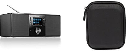 Karcher DAB 7000i Internetradio (DAB+ / UKW-RDS, WLAN & Bluetooth, USB-Anschluss, AUX-IN, Wecker mit Dual-Alarm) schwarz & Amazon Basics Festplattentasche, schwarz