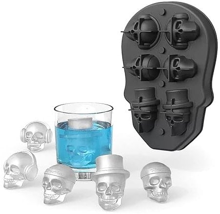 Steampunk Totenkopf Motv-Silikonform Eiswürfel & Backen - 6 Figuren - Halloween, Karneval & Motto-Party