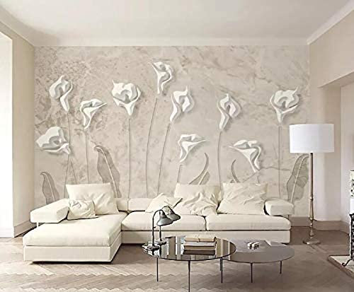 3D weiße Calla Wanddekoration fototapete 3d Tapete effekt Vlies wandbild Schlafzimmer-430cm×300cm