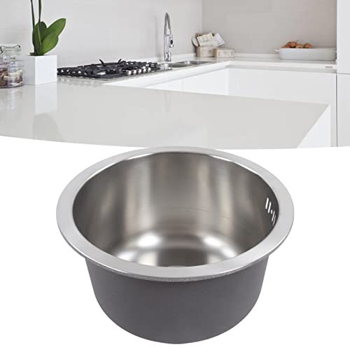 Mini Round Kitchen Sink Stainless Steel Undermount Single Bowl with Drainpipe Fitting 30cm Diameter