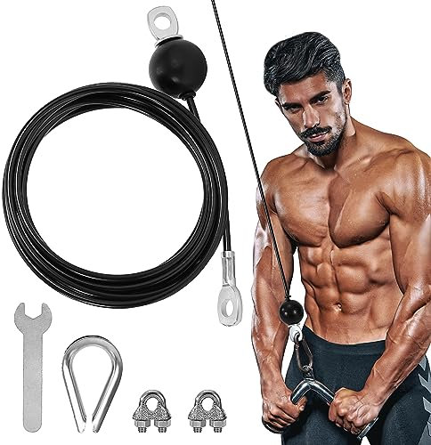 Heveer Fitness Cavo Acciaio Regolabile Cavi da Palestra in Acciaio 3 Metri di Cavo Fune Corda Palestra per Casa o Palestra