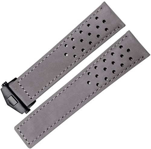 FFHAO Echtes Leder Armband Für TAG Heuer Uhrenarmband Faltschließe 20mm 22mm Kuh Leder Uhrenarmbänder, 20 mm, Achat