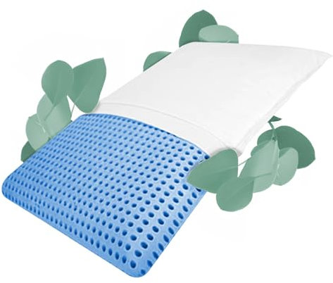 MaxxGoods Nackenstützkissen mit Eukalyptus Duft + 100% Baumwollbezug - Duftkissen Viscoelastischer Thermo Soft Schaum - orthopädisches Kopfkissen Ergonomisch Atmungsaktiv Antiallergisch (73x43x13,8cm)