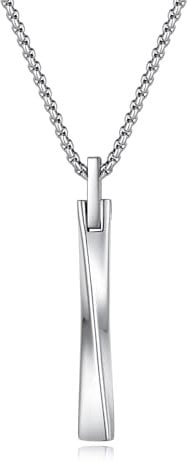 COAI Simple Bar Stainless Steel Necklace for Men 50cm