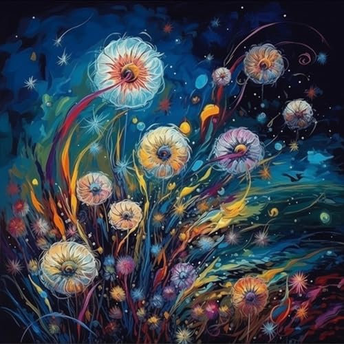 5D Diamond Painting Kits DIY Diamant Malerei Kreuzstich Full Drill Kristall Strass Malerei Stickerei Gemälde Bilder für Home Wall Decor – Gras Blume Elf Schnecken Big Dream Catcher 4