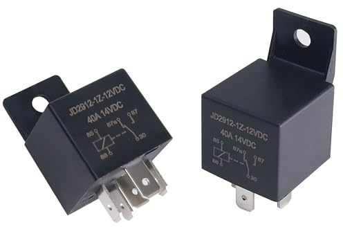 HISports 2 Stück KFZ Relais,12V 40A 5 Pin Auto Relais SPST für Auto LKW Boot Van Motorrad,Schalter und Vorspeisen Motorrelais,JD2912-1Z-12VDC,Umschaltrelais Wechselrelais