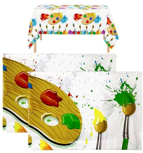 SLEEKEE Tovaglie per Feste, Acquerello, Lavabili, Decorazioni per Tovaglie, Maltate, Tappetini per Bambini, Adatte per Picnic, Feste, 220 x 130 cm, Polietilene, 2 Pezzi