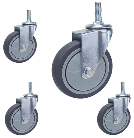 4x Ruote Per Mobili Pesanti, Ruote Girevoli Con Freno, Ruote Mobili Con Perno Filettato M12 X 30mm, Ruote Piroettanti Carico 35kg, Per Banchi Da Lavoro, Carrelli, Mobili, Scatole Per Giocattoli