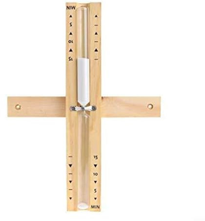 Sanduhr aus Holz und Glas, 15 Minuten genaue Laufzeit für Sauna-Entspannung, Wandmontage, 26 x 5 x 1,6 cm