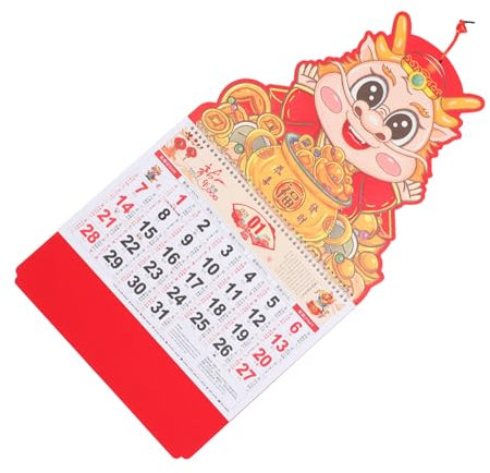 CAXUSD Monatskalender 2024 Jahr des Drachen-Wandkalenders mondkalender bauernkalender Tageskalender-Flipbook Hängender Zeitplanplaner Bürokalender Büro Wandkalender Haushalt Schild Eier