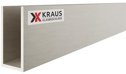 KRAUS U Profil Aluminium 40x20x40mm mit 2m Länge & Optik Edelstahleffekt