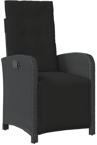 vidaXL Chaise Inclinable de Jardin et Repose-Pied, Sièges avec Coussin, Fauteuils avec Dossier Terrasse, Moderne, Noir Résine Tressée
