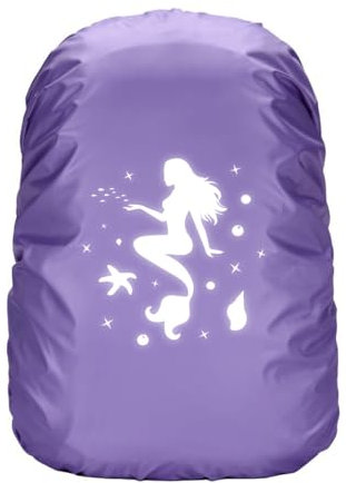 Capaneus Meerjungfrauen Regenschutz Schulranzen, Step by Step Regenschutz, Reflektierender Rucksack Überzug Regenschutz, Schultaschenhülle mit Meerjungfrauen für Jungen Mädchen Schulanfänger