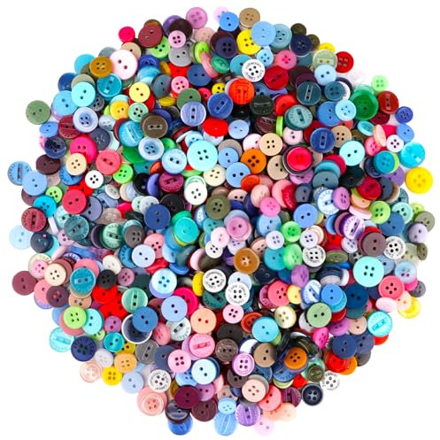 1000 Stück Bunte Knöpfe, Runde Bastelknöpfe Aus Harz, Candy Farben Kleine Knöpfe für Nähen, DIY Handwerk, Scrapbooking und Dekorieren
