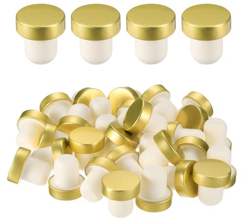 sourcing map 24 Pcs Wine Bottle Corks, T-Shaped Stopper Cork, Wine Stopper, Reusable Wine Bottle Corks Sealing Plug Bottle for Homemade Wine Beer Bottles,Gold