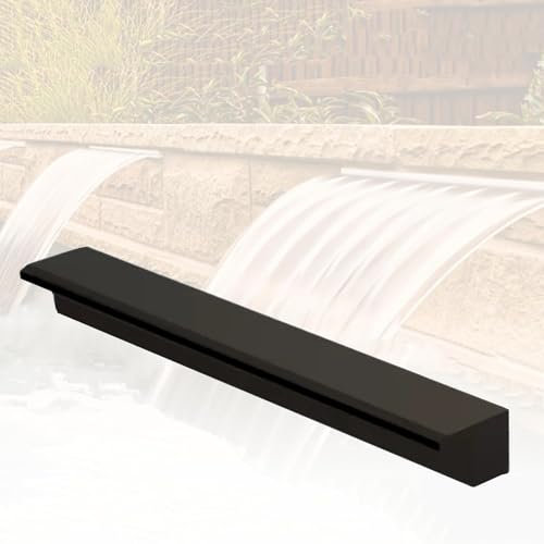 Kit de hojas de cascada de acero inoxidable para estanque con conector para interiores y exteriores, cascada para decoración de fuente de piscina, 30 cm, cascada de derrame negro