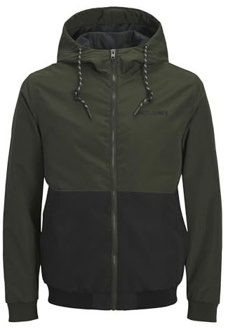 JACK & JONES Men's Jjerush Hood Bomber Noos Short Jacket, Green (Duffel Bag), XL