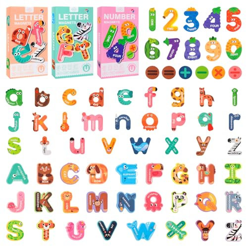 78 pcs Animal Magnetic Letters And Numbers For Children, Spelling Learning Fridge Magnets For Kids, Large Magnetic Alphabet Letters Uppercase Lowercase Alphabet Magnets For Fridge for 3 4 5 Years Old
