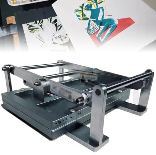 FBJAMZ Druckmaschine für Linoldruck, Zentrierlinienpresse mit Zwei Hebeln für A4-Druck, für Karten, Stempel