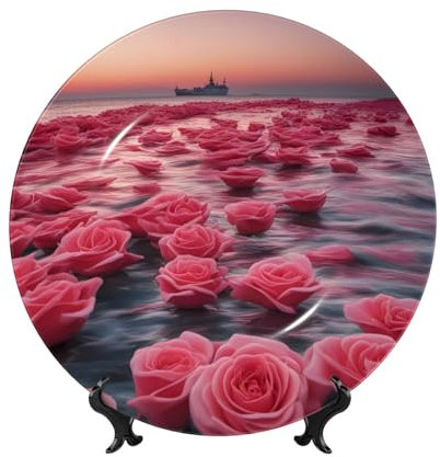 PHAYAH Roses By The Sea Bone Porzellanteller, langlebig, glatt und perfekte Dekoration für Zuhause, Büro und Café, 15,2 cm