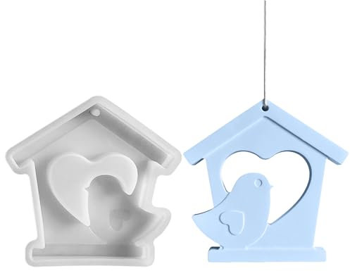 Silikonform Ostern, Silikonform Vogel Anhänger Silikonformen Gießformen Ostern Gießform Vogel mit Herz Haus Gießformen Silikon Epoxidharz Formen Anhänger Silikon Gießform Ostern (A)