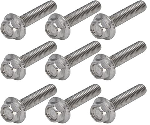 20 Piezas Pernos de Tornillo M10x1.5 Perno de Cabeza Hexagonal con Brida de Acero Inoxidable A2‑70 con Junta DIN6921 (M10*45)