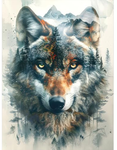 RICUVED Wölfe Diamond Painting,5D Diamant Painting Bilder Erwachsene Tiere Diamond Painting Kinder, Full Drill Diamond Art Diamant Malerei Bilder für Home Dekor 30x40cm