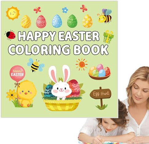 Einfaches Malbuch „Ostern“, Cartoon-Malbuch | Süßes einfaches Spielbuch Ostern-Malbuch - 40-seitiges Cartoon-Zeichenbuch für Erwachsene zum Stressabbau für Kinder
