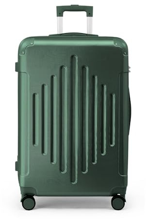 LALAHO Valise Cabine Rigide en ABS Léger, 4 roulettes Spinner, Coins Renforcés, Serrure à Combinaison, Poignée Télescopique - Bagage Cabine/Soute (Vert Foncé, M/55cm)