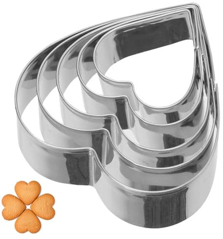 5 Pcs Heart Cookie Cutters – Valentine's Day Heart-Shaped Cookie Cutter Set for Baking, Decorating, and DIY Cookies