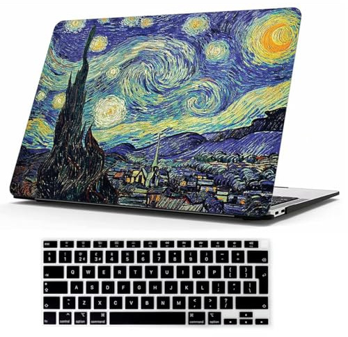 MOKASE Custodia compatibile con MacBook Air 13 pollici 2021 2020 2019 2018, M1 A2337 A2179 A1932 con Touch ID, custodia rigida in plastica e cover per tastiera per MacBook Air 13,3 pollici, Starry