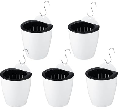 Spotact Lot de 5 pots de fleurs modernes en polypropylène à suspendre avec trous de drainage pour intérieur et extérieur, plantes grasses, herbes aromatiques