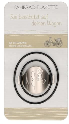 Butzon & Bercker Christophorus Fahrrad-Plakette - 3 cm Metall-Schild | Schutzpatron-Plakette mit Gummiring für Roller und Laufrad, wetterfestes Geschenk zur Kommunion oder Einschulung