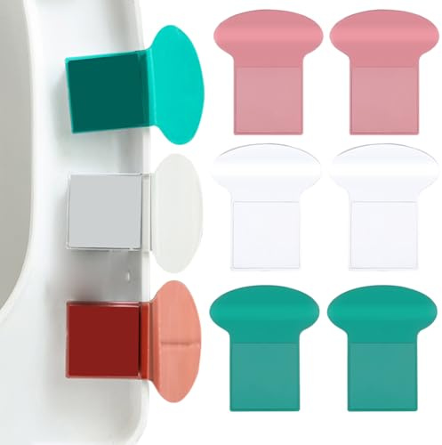 6Pcs 3 Colors Plastic Toilet Seat Lifter Handle Self Adhesive Toilet Seat Cover Lifter Seat Holder Lift Tools Avoid Touching Bathroom Accessories for Home Hotel Office Travel (Red+White+Green)