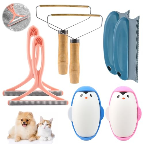 Fusselentferner Tierhaarentferner Katzenhaarentferner Magische Pfoten Fusselbürste Kleiderbürste für Teppich Kleidung Sofa Gewebte Mäntel Hundehaare Katzenhaare Bett (8er-Pack)