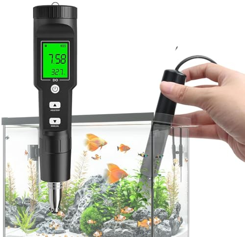 Messgerät für gelösten Sauerstoff, 0-40,00 mg/l Sauerstoff-Test-Kit für Teich- und Aquariumwasserqualität, inklusive ATC und Elektrodenfüllflüssigkeit