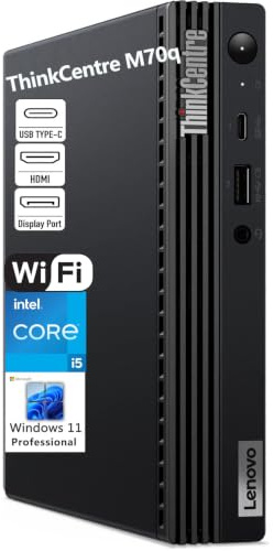 Lenovo ThinkCentre M70q i5-10400 16GB 256GB SSD Business Desktop Computer | WiFi 6, Bluetooth, Wireless Antenna, Keyboard, Mouse and Windows 11 Pro in 1L Space-Saving Chassis for Home Office Use