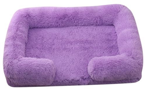 Fluffy Wolke Orthopädisches Hundebett, Hundekissen, für mittelgroße Hunde 2.5-40KG, wasserdichte Innenschicht, erhöhte Ränder, Abnehmbarer, waschbarer Bezug, rutschfest,Lila,L 80*53 CM（<15KG）