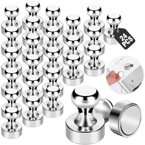 24 Stück Giantzhong Neodym Magnete Stark für Magnettafel, 12 X 16mm, Silber | Klein Kühlschrankmagnete mit Aufbewahrungsbox, Mini Magnete mit Griff für Pinnwände, Büro, Whiteboard