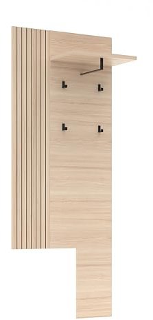 PISA Garderobenpaneel mit Kleiderstange in Basalt Matt und Riva Eiche | 70 x 175 x 30 cm (B/H/T), Hutablage mit 4 Haken, FSC-zertifiziert, modernes Design für den Eingangsbereich