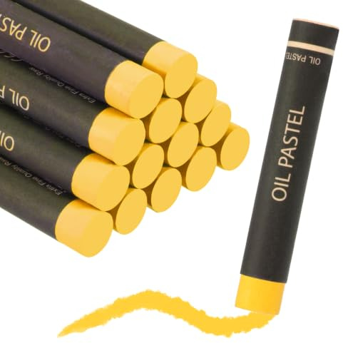 QUARKZMAN Paquete De 16 Pasteles Al óleo Suaves Para Pintar Amarillo Oscuro | Crayones De Pastel Al óleo Colores Vibrantes Materiales De Arte Mezclables, Dibujar Mezclar Pintura