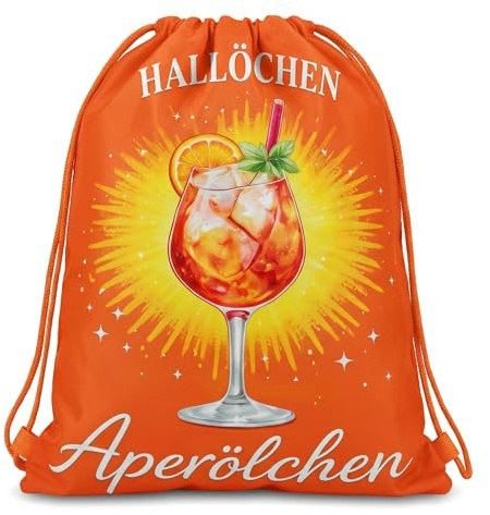 Zidoley Aperol Turnbeutel, Orange Aperol Tasche Sportbeutel, Aperol Spritz Kostüm Accessoires Damen Geschenk für Sport, Karneval, Fasching, Reisen