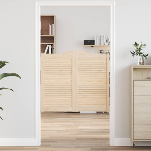 sephironlbb Porte a battente naturale in legno di pino massiccio, 90 x 50 cm, coppia con design a lamelle per interni, robusta alternativa per porta d'ingresso, protezione acustica e isolamento