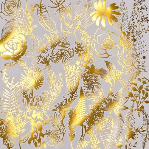 50 Stück Gold Aufkleber Blumen Sticker Set Scrapbook Sticker Fotoalbum | PET, Selbstklebend, für Journalistik Karten Herstellung Laptop Trinkbecher Fotoalben DIY Papier Handwerk Geschenk