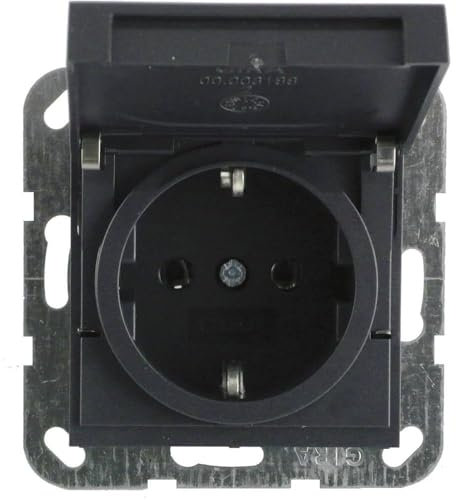 Gira 045428 Schuko Steckdose Klappdeckel System 55, anthrazit