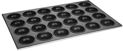 Vogue Aluminium Non-Stick Muffin Tray 24 Cup, Black, Size: 360(W) x 525(L) mm, Internal Cup Size: 35(D) x 80(Dia) mm, Non-Stick Resin, Aluminium, Bakeware, C564