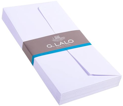 Clairefontaine Lalo 46700L Umschläge Vélin de France (selbstklebend, DL, 11 x 22 cm, 20 Umschläge, 100 g) weiß