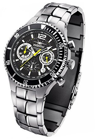 FIREFOX Silver Surfer FFS13-115 schwarz/grau Herrenuhr Armbanduhr massiv Edelstahl Chronograph Sicherheitsfaltschließe 10 ATM Water Resistant